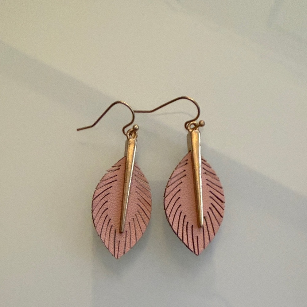 Pink Leaf Earrings